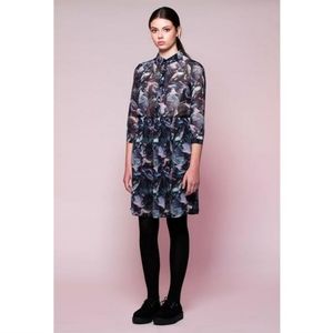 Designer Bird Print Dress